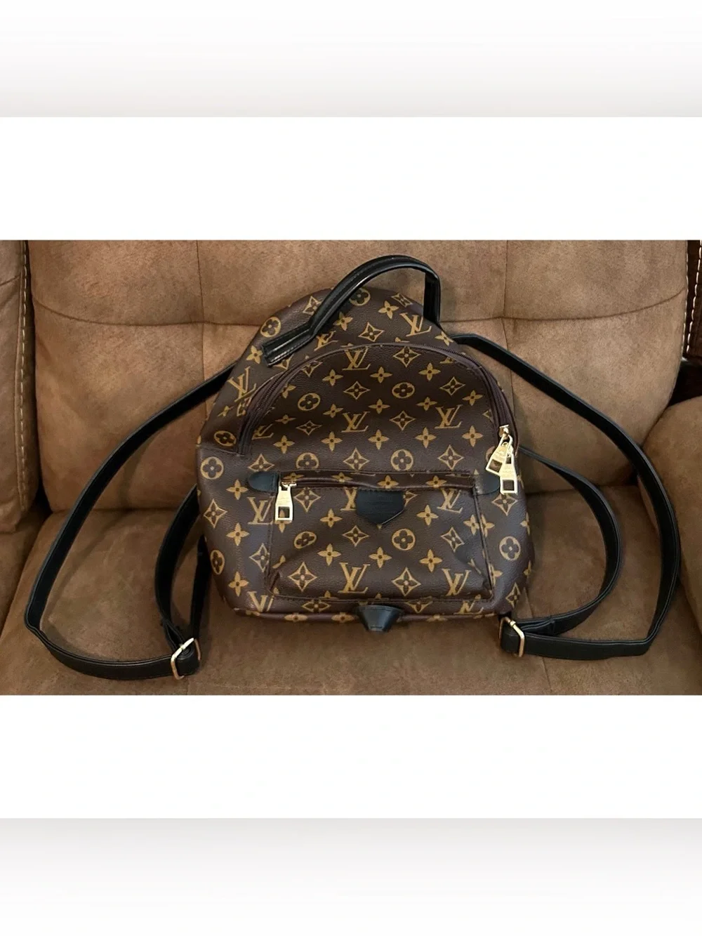 Louis V Brown And Tan monogram Logo Mini Backpack